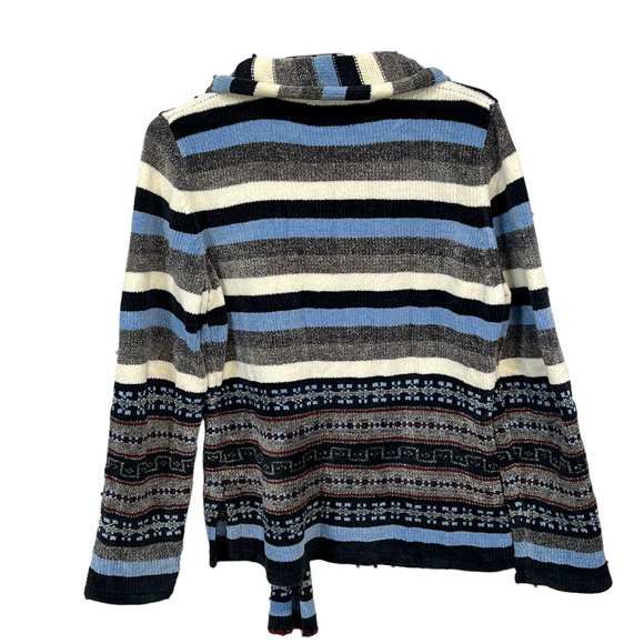 Knit & Pearl Cozy Pullover Sweater Button Down Scarf Striped Casual Size XL - Picture 3 of 7